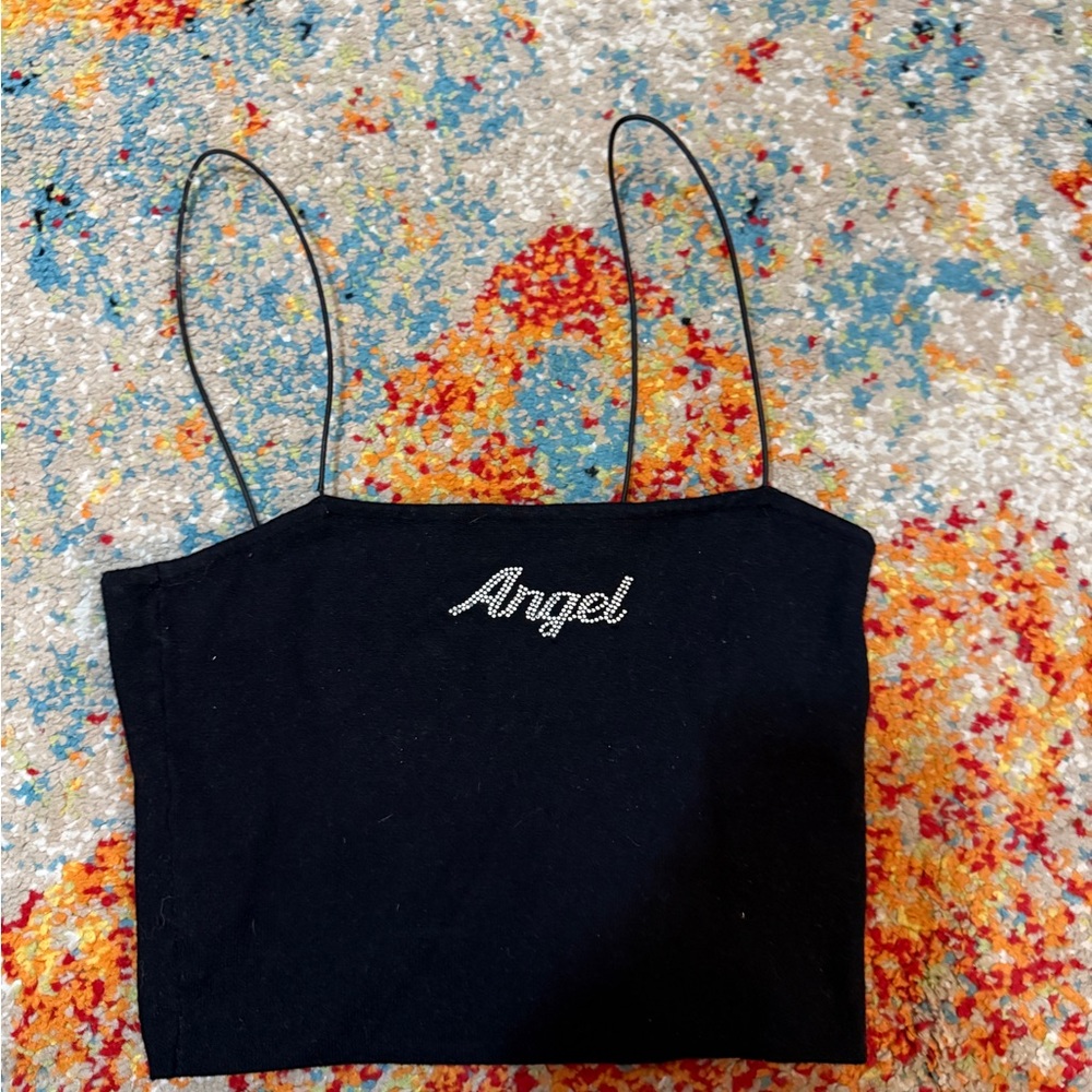 Kendall & Kylie Black Angel Knit Cami